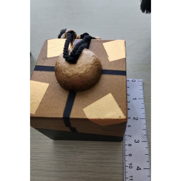 Nesting Boxes-Set of 3-Black & Gold Decoupage-Tassels - Picture 10 of 14